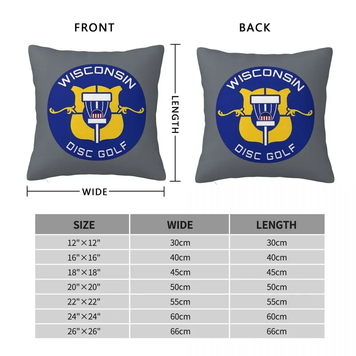 Wisconsin Disc Golf Square Pillowcase Pillow Cover Polyester Cushion Decor Comfort Throw Pillow for Home Bedroom