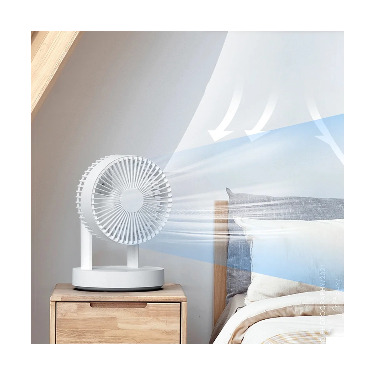 Portable Fan with LED Light 4000MAh Rechargeable Digital Display Remote Control Fan Summer Fan Bedroom Desk Cooling