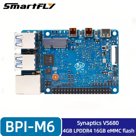 Banana Pi BPI-M6 Single Board Computer Synaptics VS680 Cortex-A73 NPU 6.75Tops GE9920 GPU 4GB LPDDR4 16GB eMMC 4K HDMI IN/OUT