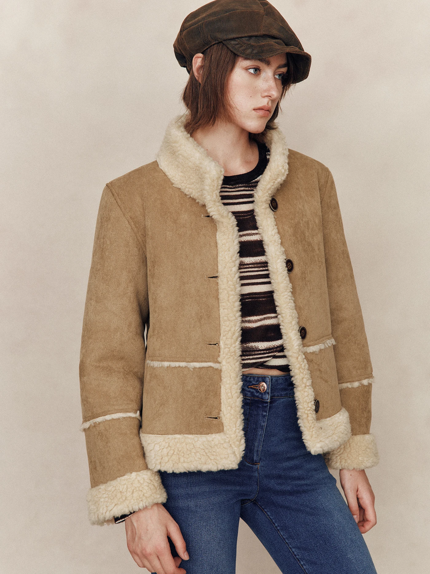 

Eco-Friendly Wool Lamb Fur Jaet Women's High Collar Warm Slimming Korean Sle Coat Whole Skin Patchwork Long Sve