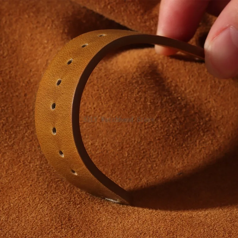 Men Women Business Cowhide Leather WatchBand Vintage Oil Wax Strap Universal Quick Release Wristband Handmade Retro Oil Bracelet image 3