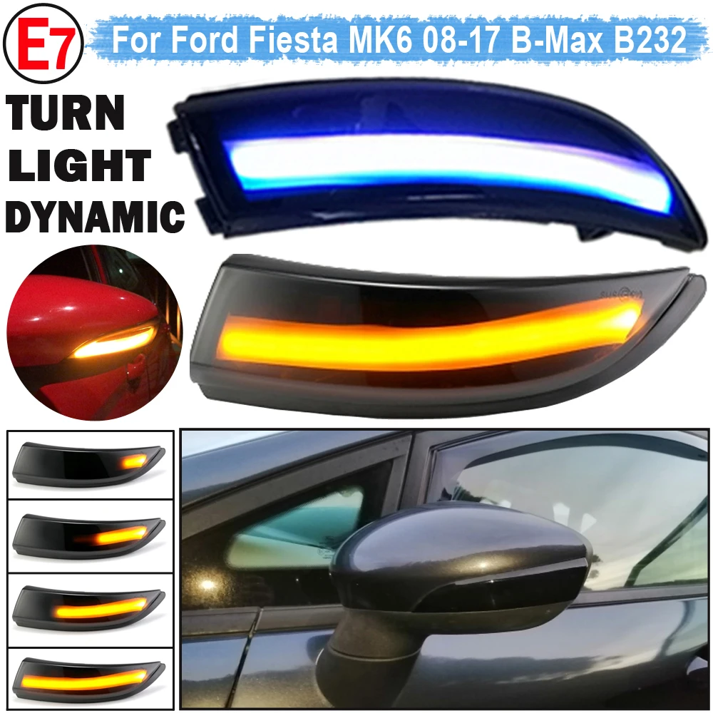 Для Ford Fiesta Mk7 2008-2017 для Ford B-Max 2012-2017, динамический поворотный сигнал, светодиодная подсветка для бокового зеркала заднего вида, последовательный индикатор