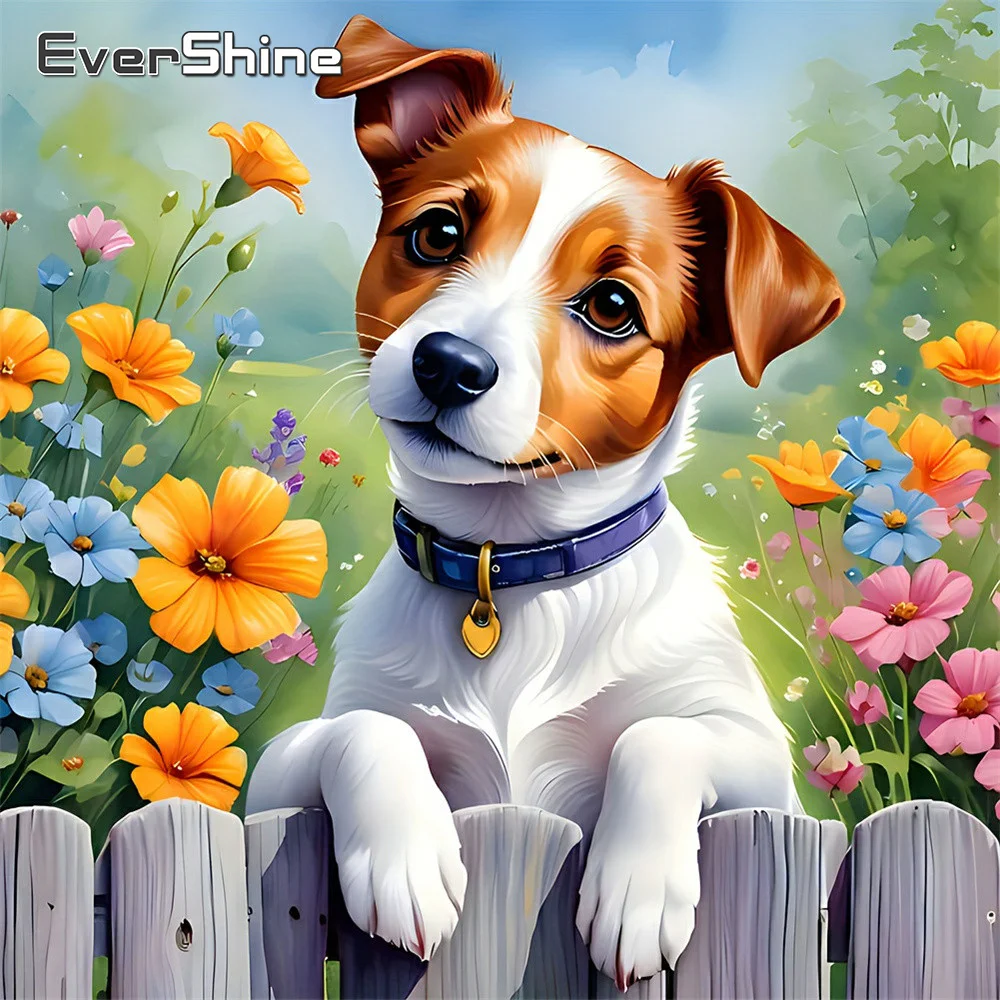 Evershine DIY Diamant Stickerei Hund Tier Handarbeiten Malerei Blume Neue Ankunft Mosaik Dekor Für Zuhause