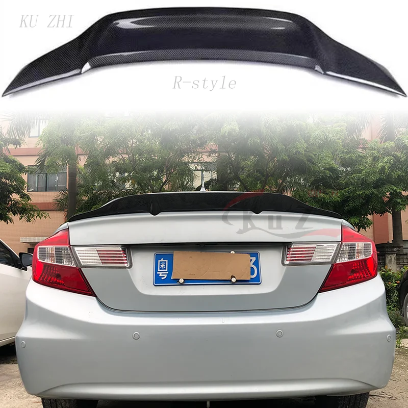 For Honda Ninth Generation Civic 2013 2014 100% Real Carbon Fiber Highquality Rear Spoiler Trunk Lid Diffuser R Styl