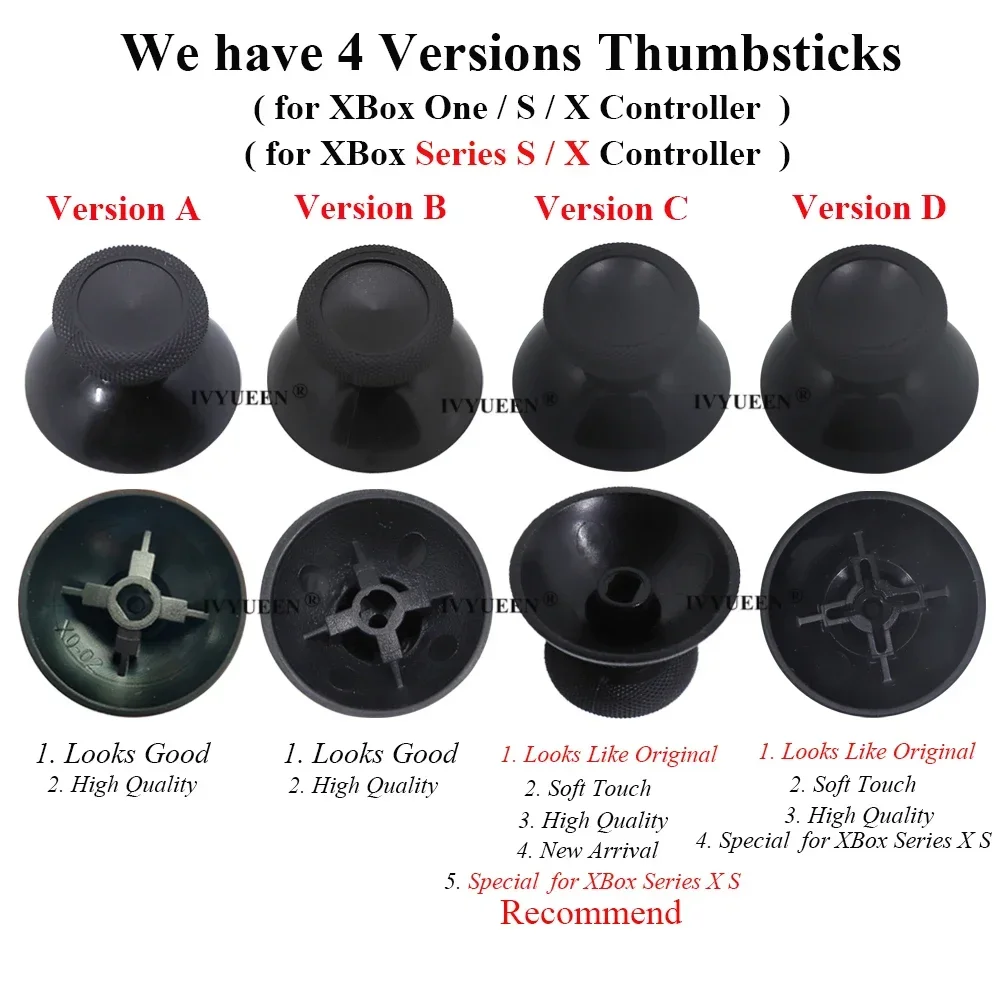 IVYUEEN 100 PCS 3D Analog Thumb Sticks for XBox One Series X S XSS XSX Controller Analogue Thumbsticks Caps Mushroom Grips Cover