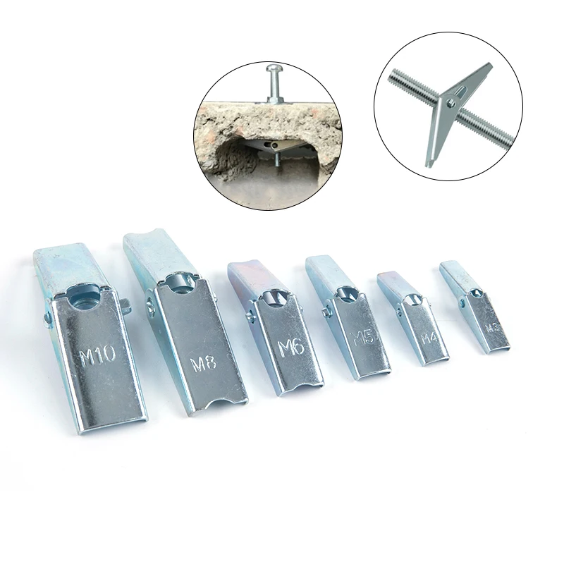 2-10pcs/pack Metal Spring Toggle Anchor M4-M10 Plasterboard Hollow Wall Cavity Fixing Bolt Hardware Fasteners New