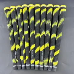 Jean Carlo Golf Grips Rubber 60R Standard Driver Hybird Fairway Irons Woods Wedges Universal Golf Club Grip Black with Yellow