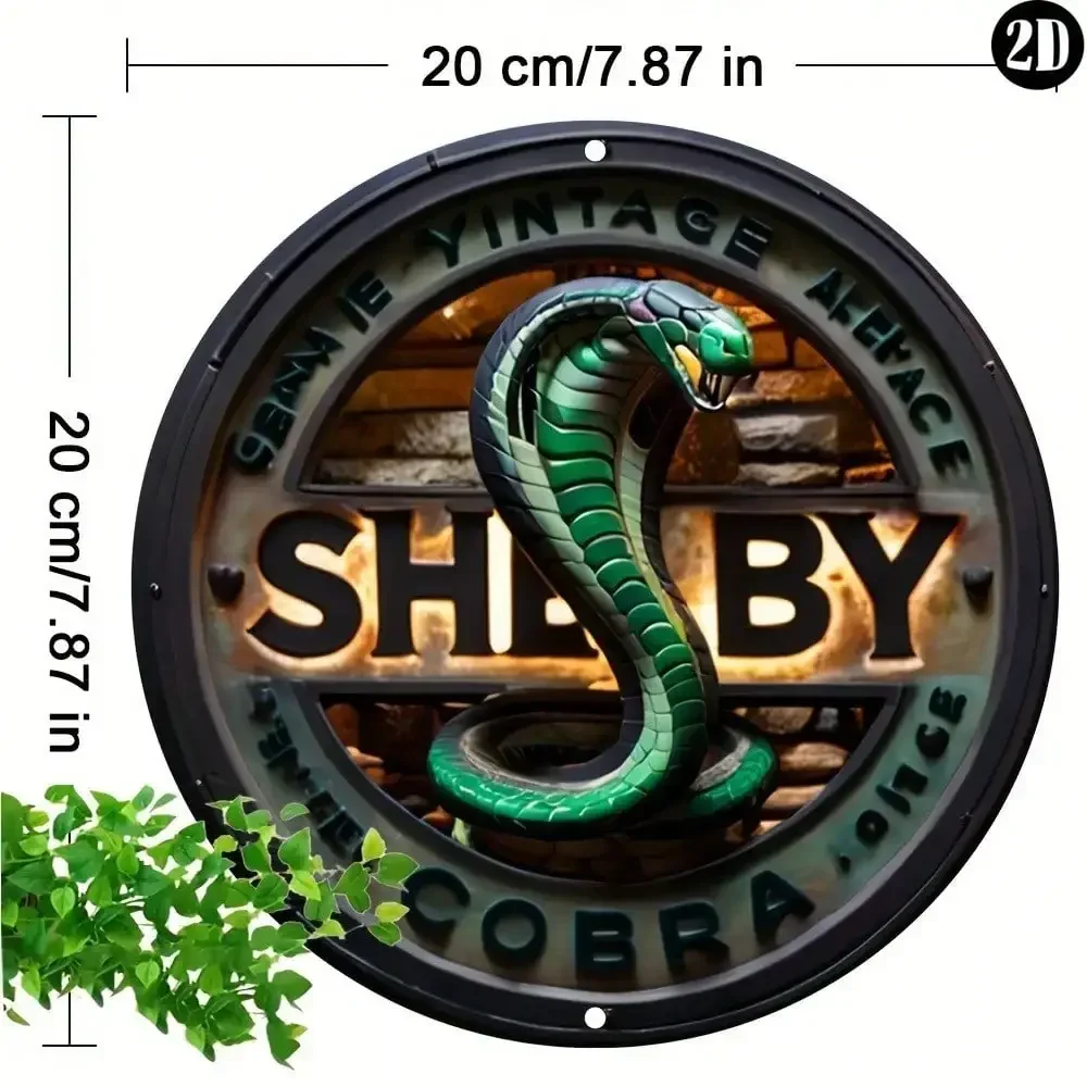1pc 7.87x7.87 Inch Vintage Shelby Cobra Themed Aluminum Sign  2D Flat Imitation Relief Plaque, Multipurpose Indoor/Outdoor Decor