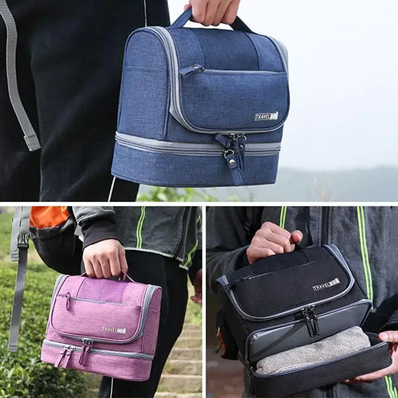 Borsa per articoli da toeletta borsa da viaggio portatile appesa a prova di muffa di grande capacità separazione a secco e umido pacchetto cosmetico