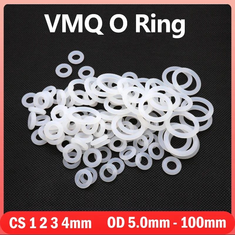 10pcs VMQ White Silicone Ring Gasket Thickness CS 2/3/4mm OD 5mm ~ 150mm Food Grade Waterproof Washer Rubber Insulate O Rings