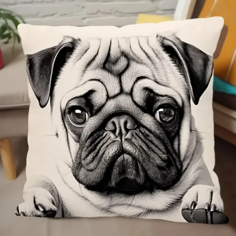 Cute Puppy Throw Pillowcases for Living Room Bedroom Sofa Car Pillowslip No Pillow Insert