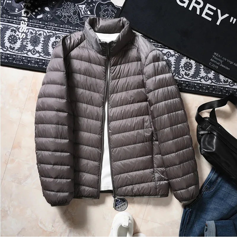 90 white duck down winter men\'s style Men\'s Autumn and Winter Ultralight Coats Simple stand collar lightweight down jacket