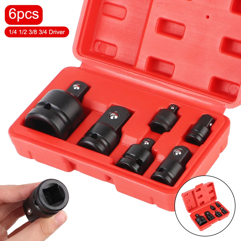 Socket Wrench 6Pcs Socket Wrench Pneumatic Sleeve Adapter Ratchet Breaker Drive Spanner Set 1/4 1/2 3/8 3/4 WrenchHand Tool Set