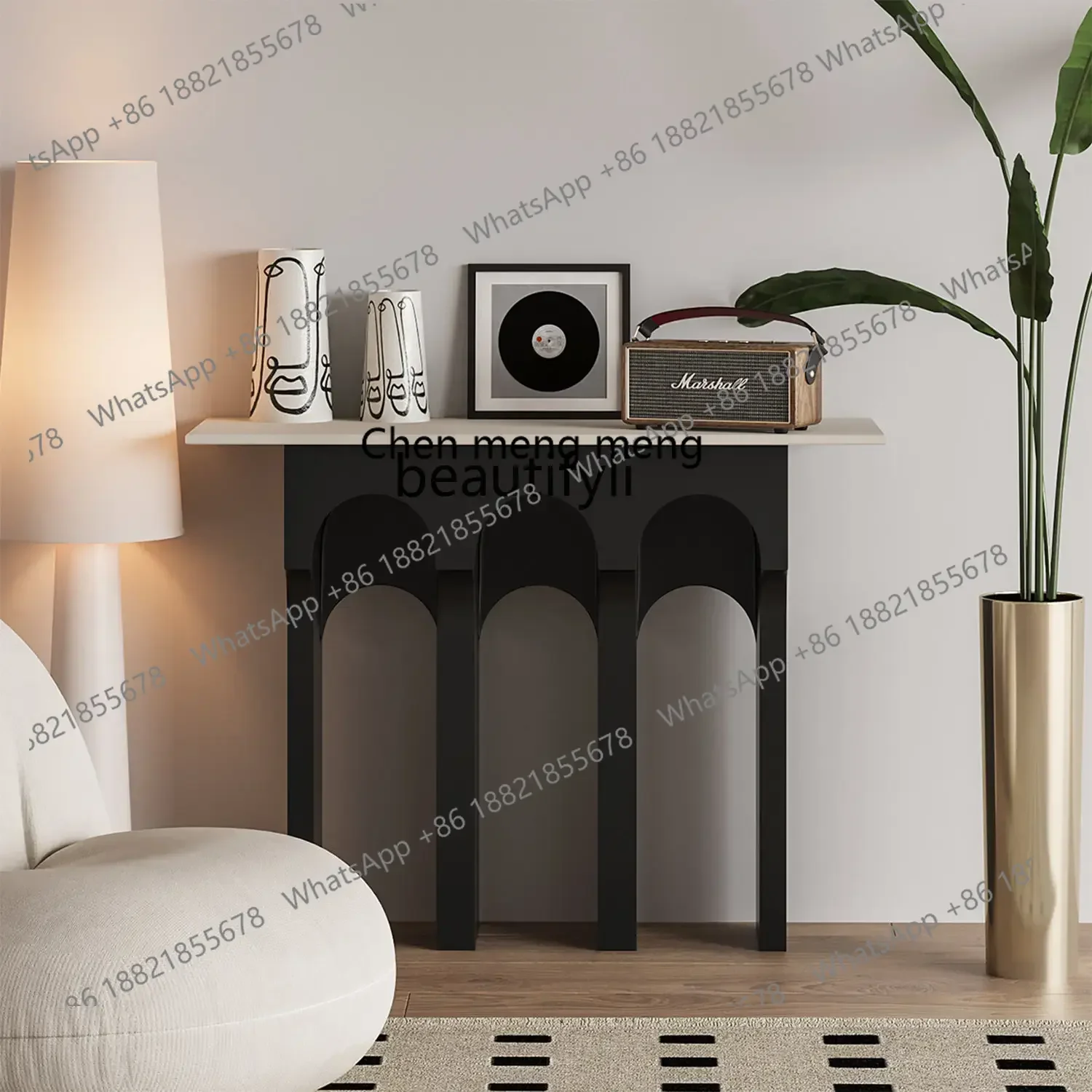 

cc182R yj Modern Minimalist Premium Black Entrance Cabinet Side View Sets Light Luxury Console Tables