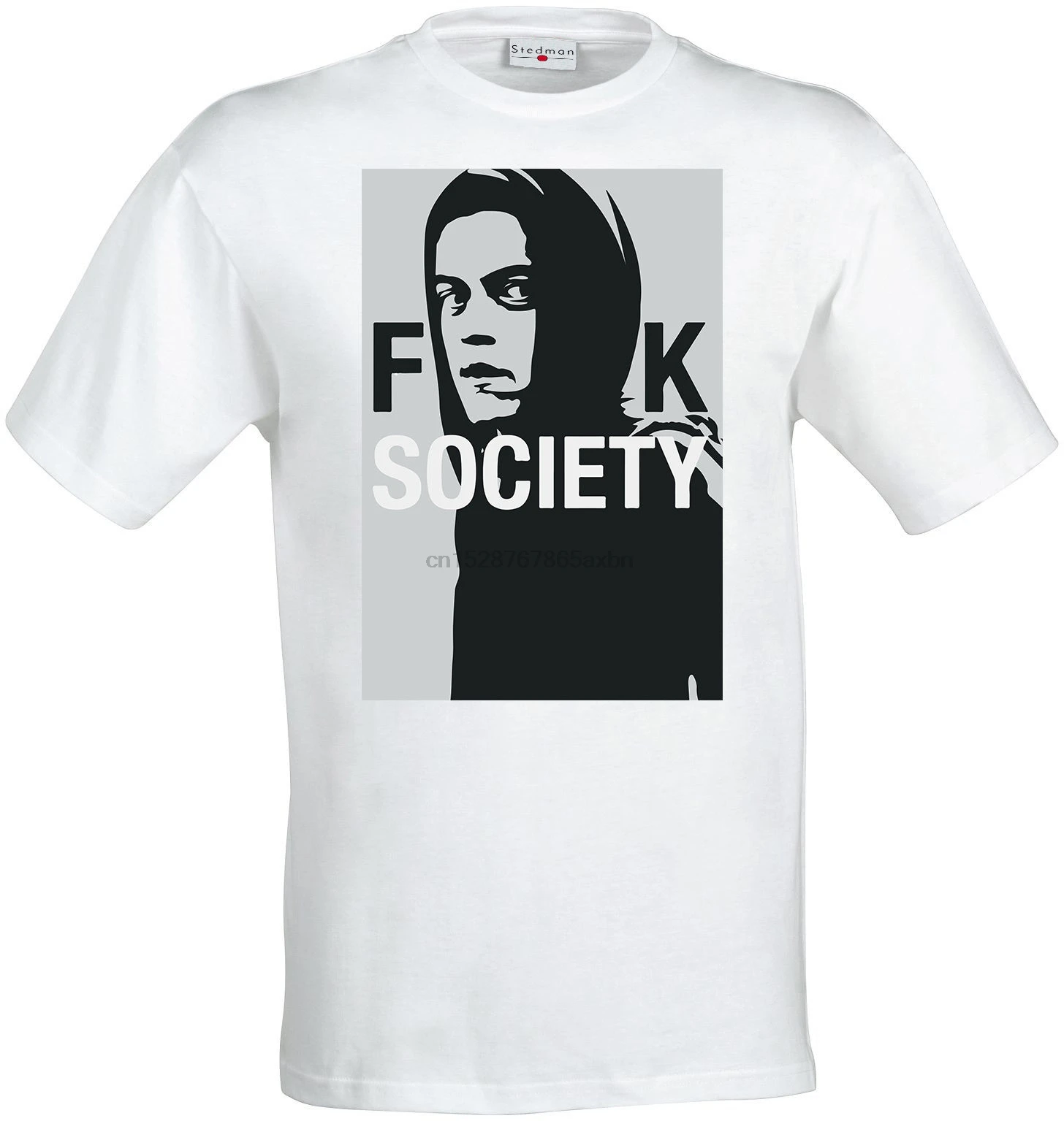 Mr Robot fuk society hacker Elliot art cyber tv series men top white T shirt Fashion Unique Classic Cotton Men