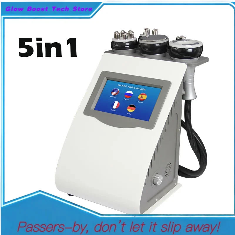 

Glow 5 In 1 Vacuum Lipo Ultrasonic Cavitation Radio Frequency Multipolar RF Body Slimming Skin Liting Tighten Anti