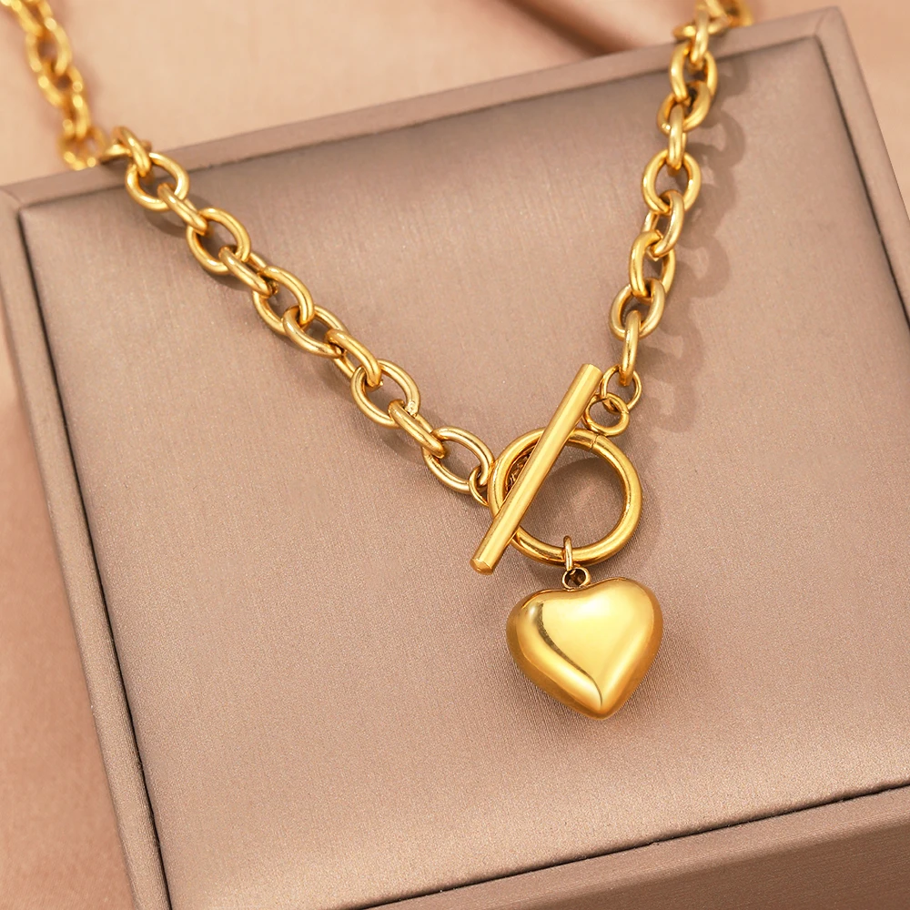 Stainless Steel Necklaces Vintage Elegant Heart Pendant Fashion Exquisite Light Luxury Necklace For Women Jewelry Banquet Gifts