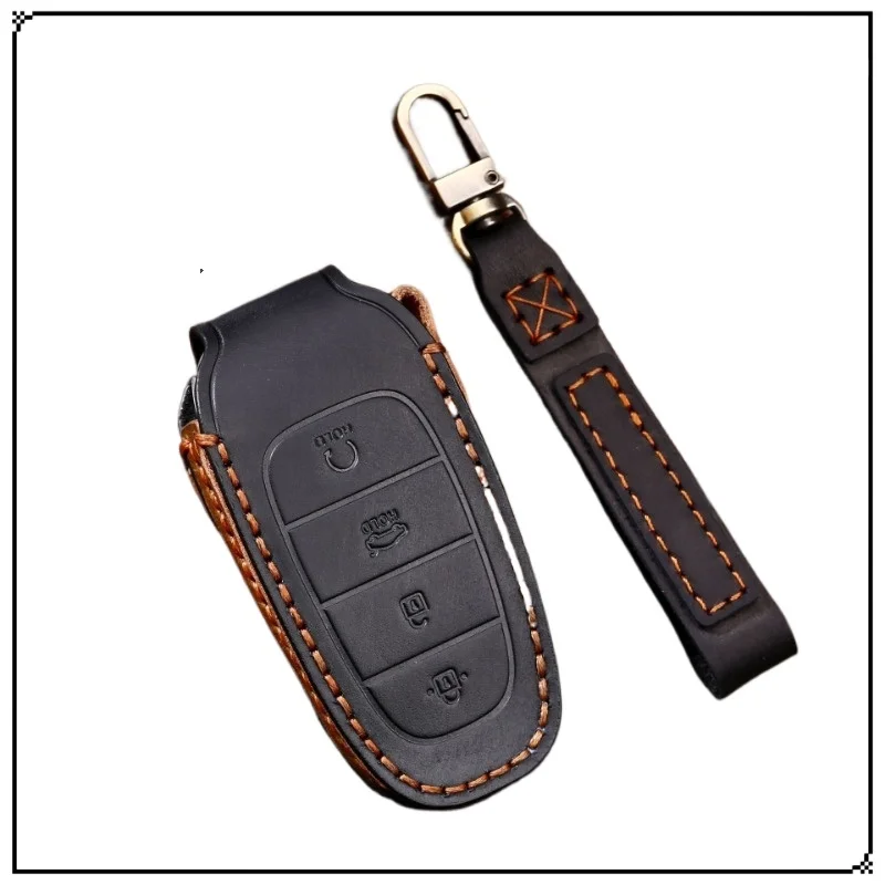 

Car Key Bag Is Suitable for Modern Four-key Special Leather Handmade Car Key Cover, Hand-sewn Key Bag, Keychain, Auto Parts New