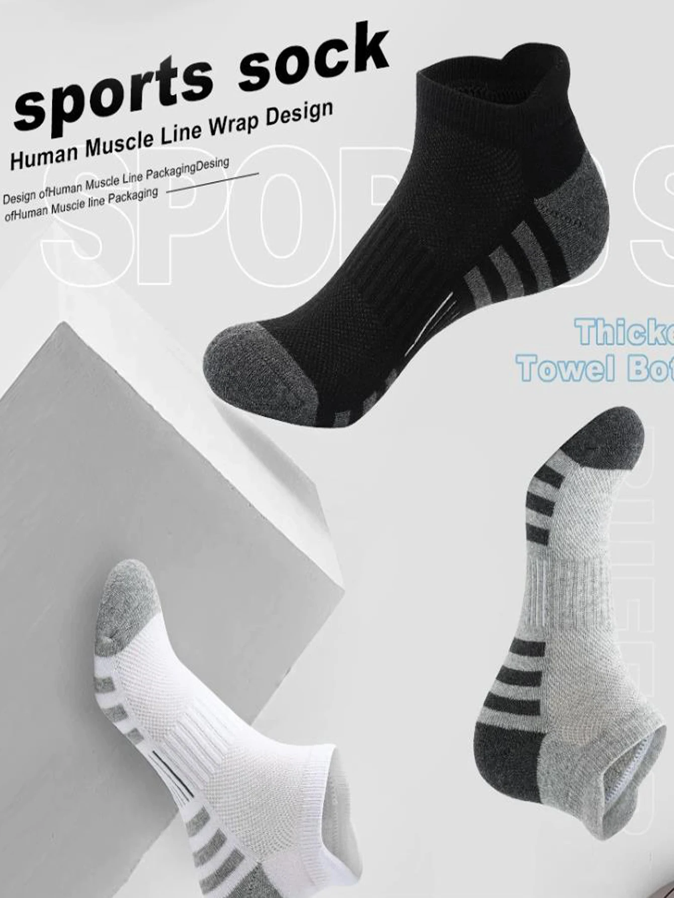 6/12/24Pairs Classic Black White Crew Socks Harajuku Cotton Anti-slip Low Cut Sock Fashion Outdoor Breathable Man Sports Running view 3