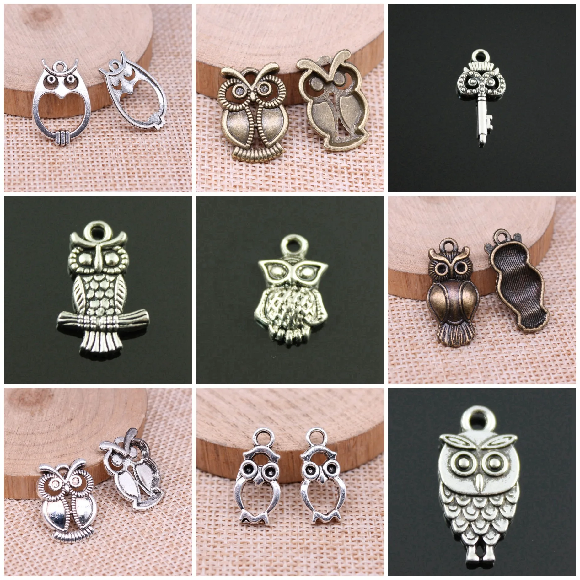 Zinc Alloy Owl Night Bird Charms Pendant Forest Wildlife Charms For Earring Keychain Necklace Making Jewelry Accessories