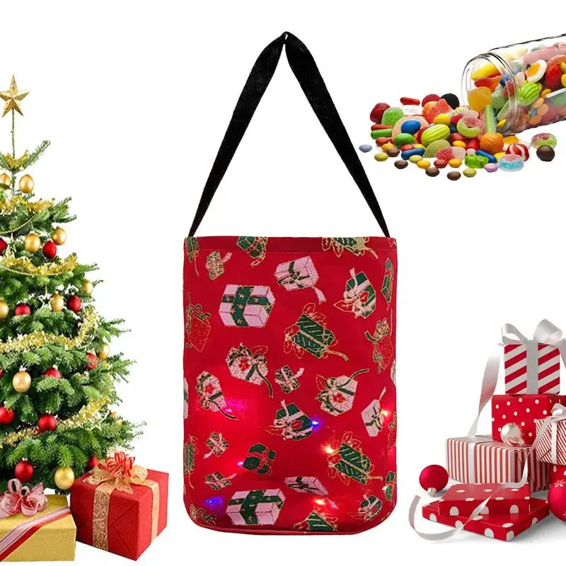 Christmas Glowing Party Bag Luminous LED Snowflake Xmas Tote Bag Santa Claus Cake Gifts Presents Bag Best Design Attractive Bags