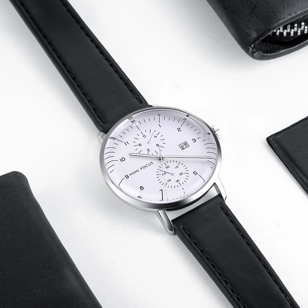 MINI FOCUS-reloj de cuarzo minimalista para mujer, cronógrafo de marca superior, de lujo, con correa de cuero, a la moda, elegante, resistente al agua