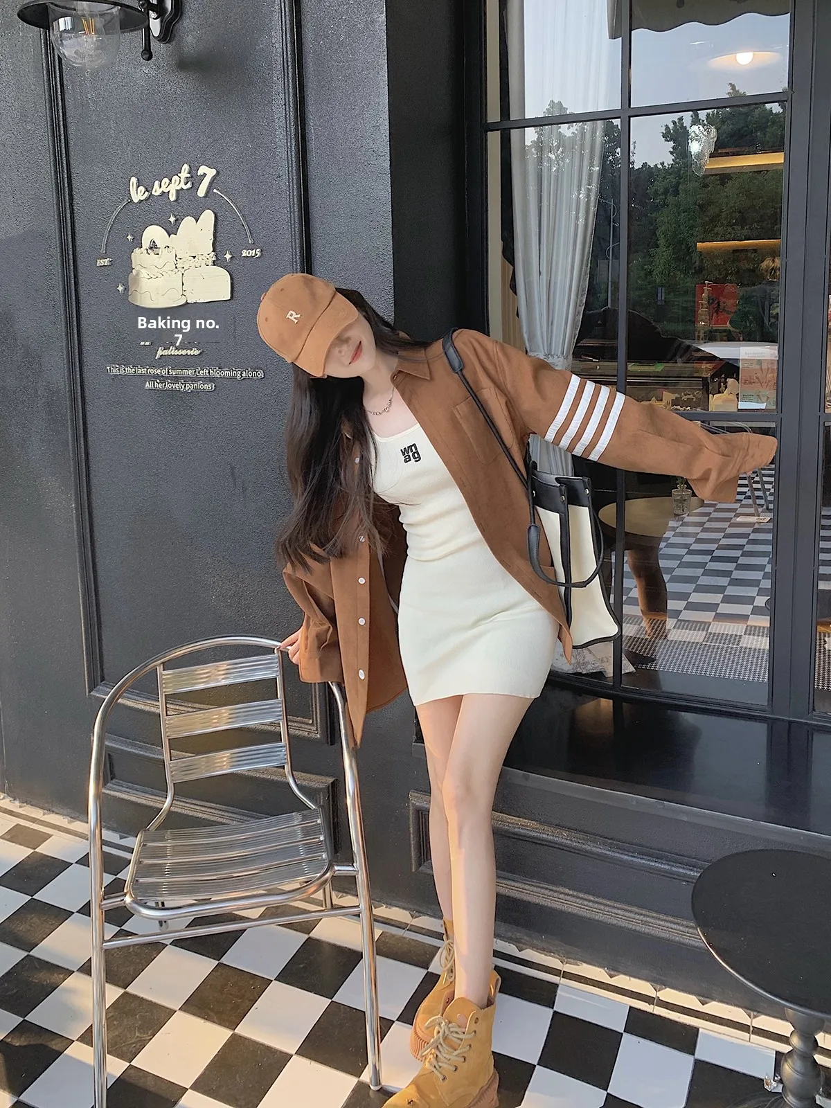 

Женская теплая свободная рубашка Zhuangda Mud 2026 Early Spring Brued Meralde Chestnut Maple Le Four Bars с длинным рукавом