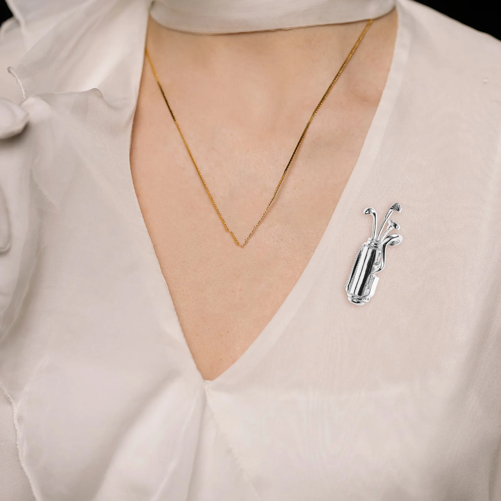 

Golf Club Brooch Pin Zirconia Copper Metal Unisex Dress Cinch Scarf Ring Lapel Accessory Men Women Rhinestone Golf Themed