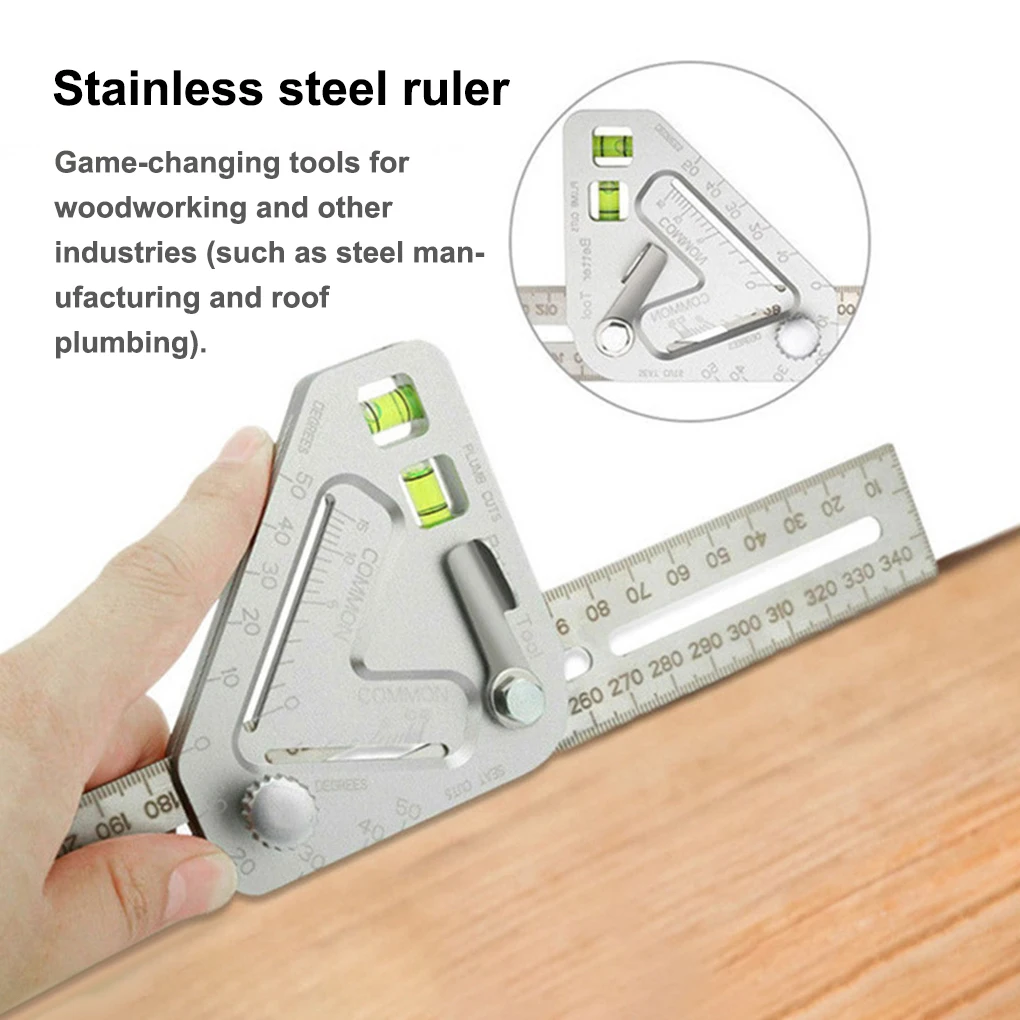 ไม้วัดมุมแบบอะลูมินัมอัลลอยไม้โปรแทรกเตอร์แบบมืออาชีพมาตรวัดไม้ช่างไม้