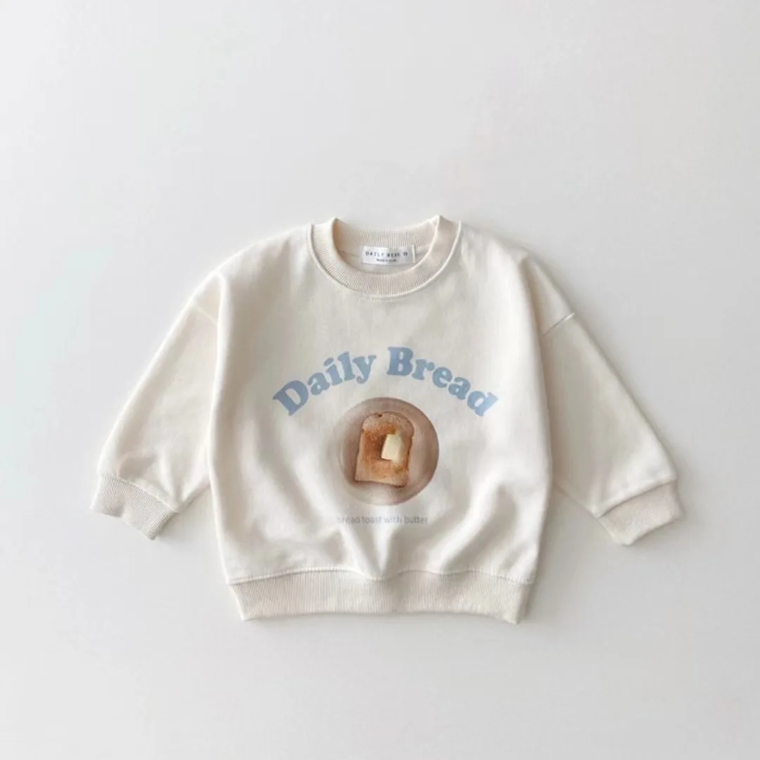 Infant Autumn Loose Cartoon Sweatshirts Baby Girls Fashion Bread Long Sleeves Tops Toddler Boys New All-match Cotton Tees