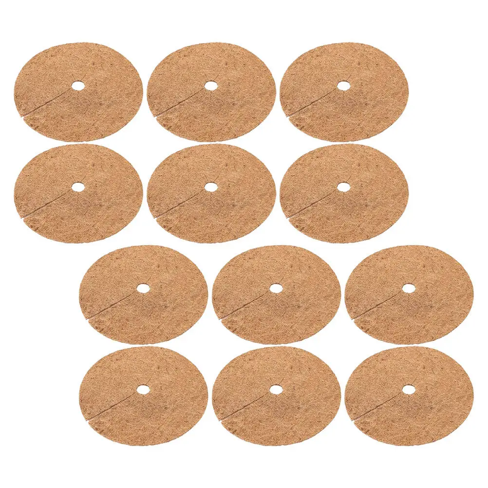 

12Pcs Plant Protective Mats Coir Fiber Mulch Ring for Flower Pots Trees Gardens Balcony Office Use Cuttable Eco-Friendly Water