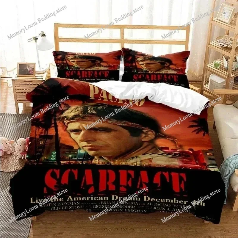 3D Print Tony Montana Scarfaces Bedding Set Twin Queen Size Duvet Cover Set Pillowcase Bed Home Textileextile Boys Girls Adult