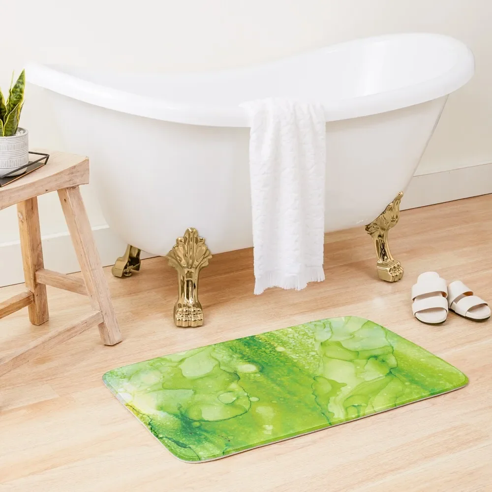 

Lime Green Galaxy Abstract: Original Alcohol Ink Painting similar to watercolor Bath Mat Bath Rugs For Bathroom Mat