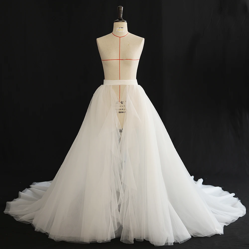 

6 Layers Tulle Wedding Party Dress Train Seperate Wedding Dresses Skirt Drag Removeable Train Customized