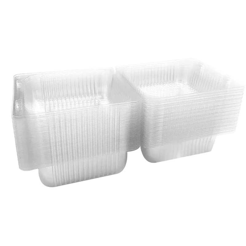 100Pcs Single Individual Cake Slice Boxes Dessert Containers Cheesecake Boxes Stackable Square Boxes Clear Food Boxes