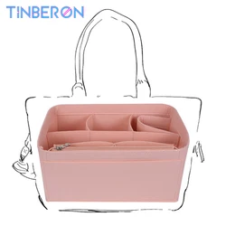 TINBERON-Bolsa de inserción de tela de fieltro Grande y Pequeña para mujer, organizador de maquillaje de viaje, bolsa interior de cosméticos, organizador de artefacto de almacenamiento