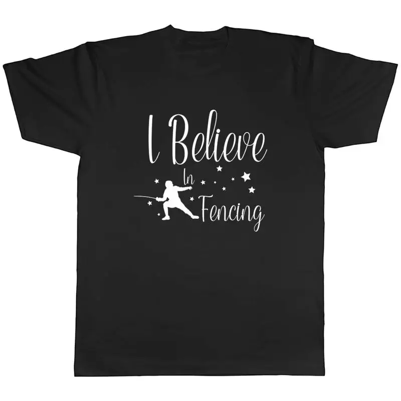 

Мужская футболка унисекс «Я верю в фехтовании»