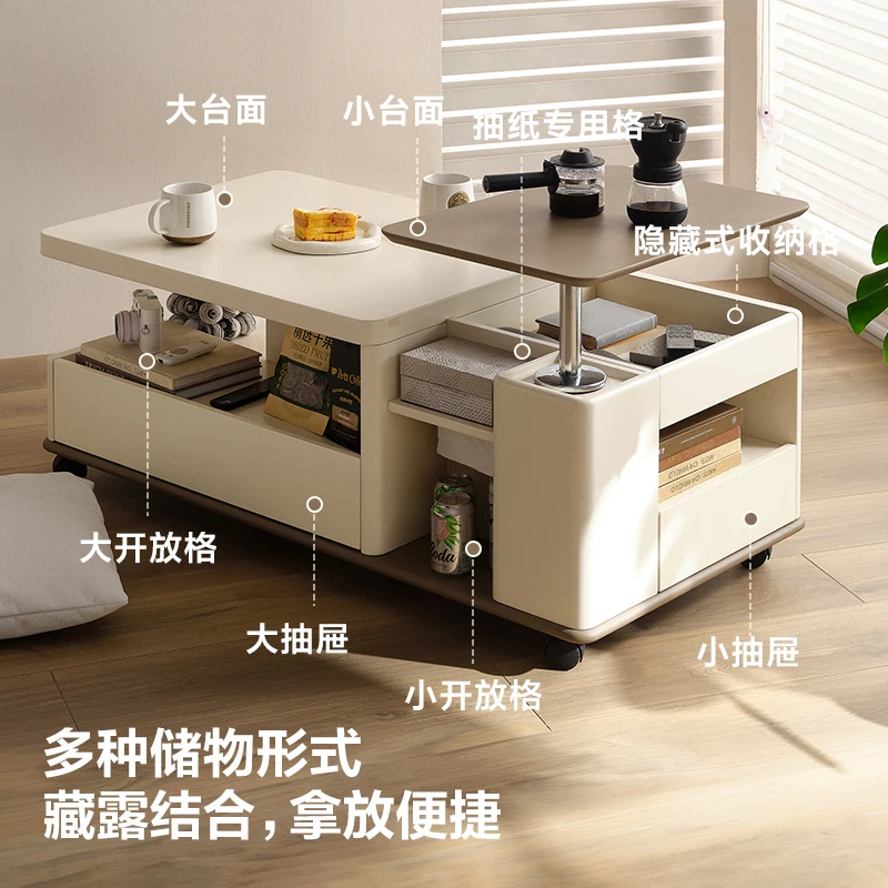 Mesa de centro longa de laje de rocha, luxo, simples, moderna, sala de estar, levantamento móvel, casa, pequeno apartamento