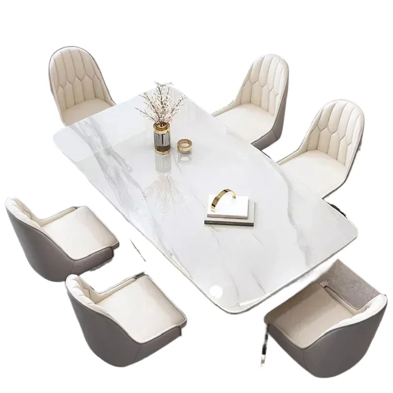 Kitchen Fashion Dining Tables Thick Solid Rock Board Center Steel Luxury Dining Tables Kitchens Table Basse Dining Furniture
