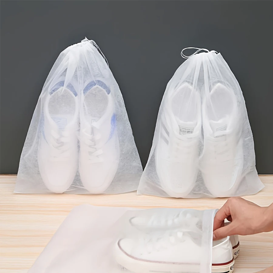 10Pcs Set Shoe Dust Covers Non-Woven Dustproof Drawstring Clear Storage Bag Travel Pouch Shoe Bags Drying Shoes Protect