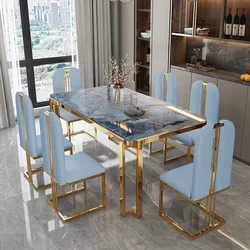 Unique Luxury Table Chairs Modern Legs Metal Design Rectangular Dining Table Space Saving Nordic Mesa De Comedor Funiture