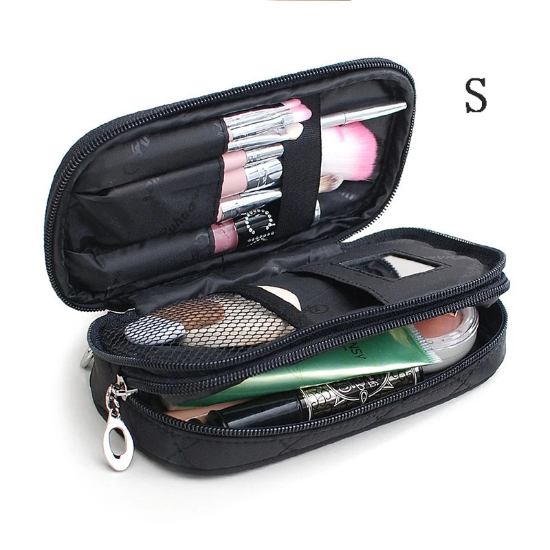 Women Cosmetic Necessaire Case Double Layer Waterproof Makeup Bag Travel Mens Toiletry Bag Rhombus Pattern Beauty Wash Pouch