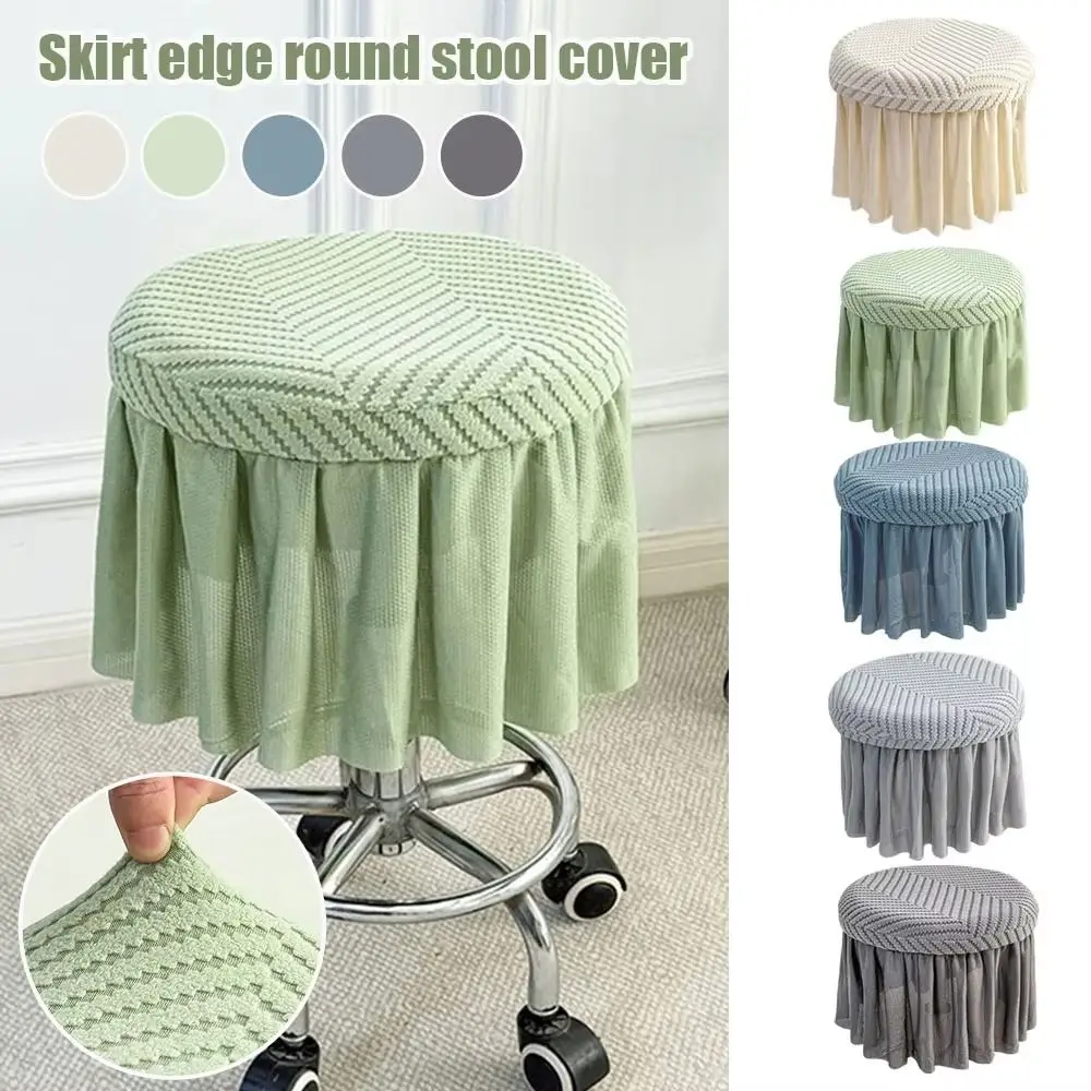 Protective Round Stool Cushion Cover Full-Coverage Thickened Seat Chair Slipcover Soft Non-Slip Elastic Stool Slipcover Kitchen