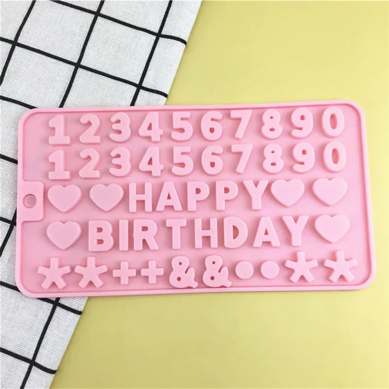 Numeric Letters Happy Birthday Flip Sugar Mold Silicone Chocolate Modeling Mold DIY Baking  Tool