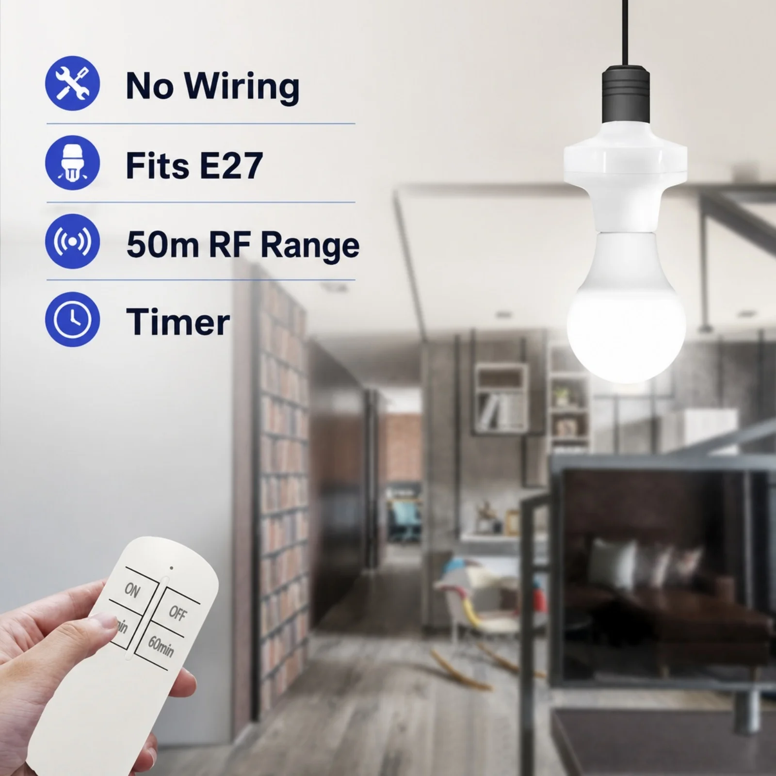 QIACHIP 433MHz Wireless Remote Control Lamp Holder Kit AC 90V 110V 220V Wide Voltage Light Socket E26 E27 Bulb Socket Adapter