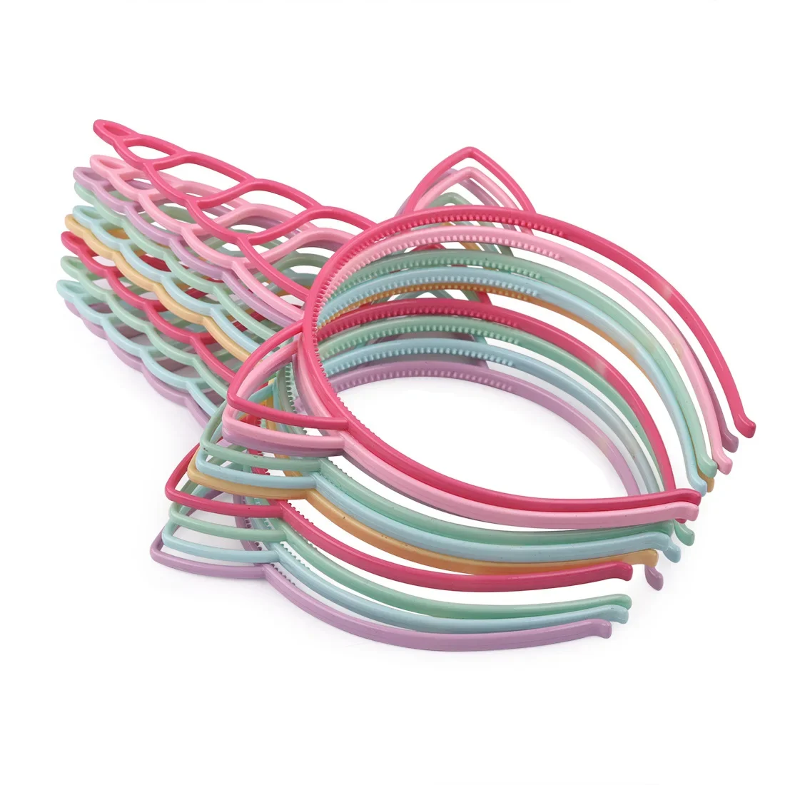 6/12PCS Girls Unicorn Headbands Candy Color Cat Ears Headband Plastic Teeth Hairbands Family Decoration Party Hair Accessories