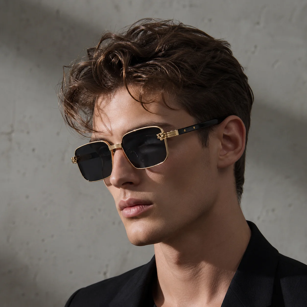 

Retro Wood Grain Square Sunglasses for Men, Polarized UV400 PC Lenses, Outdoor Travel, Fashion, Driving, Stage Performance
