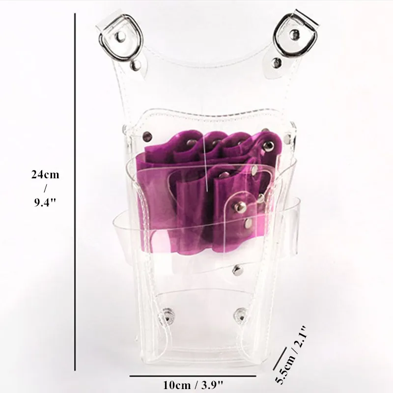 Przezroczyste pcv nożyce fryzjerskie ścinanie organizator stylista kabura z pas nylonowy Salon fryzjerski pielęgnacja pas na narzędzia H31