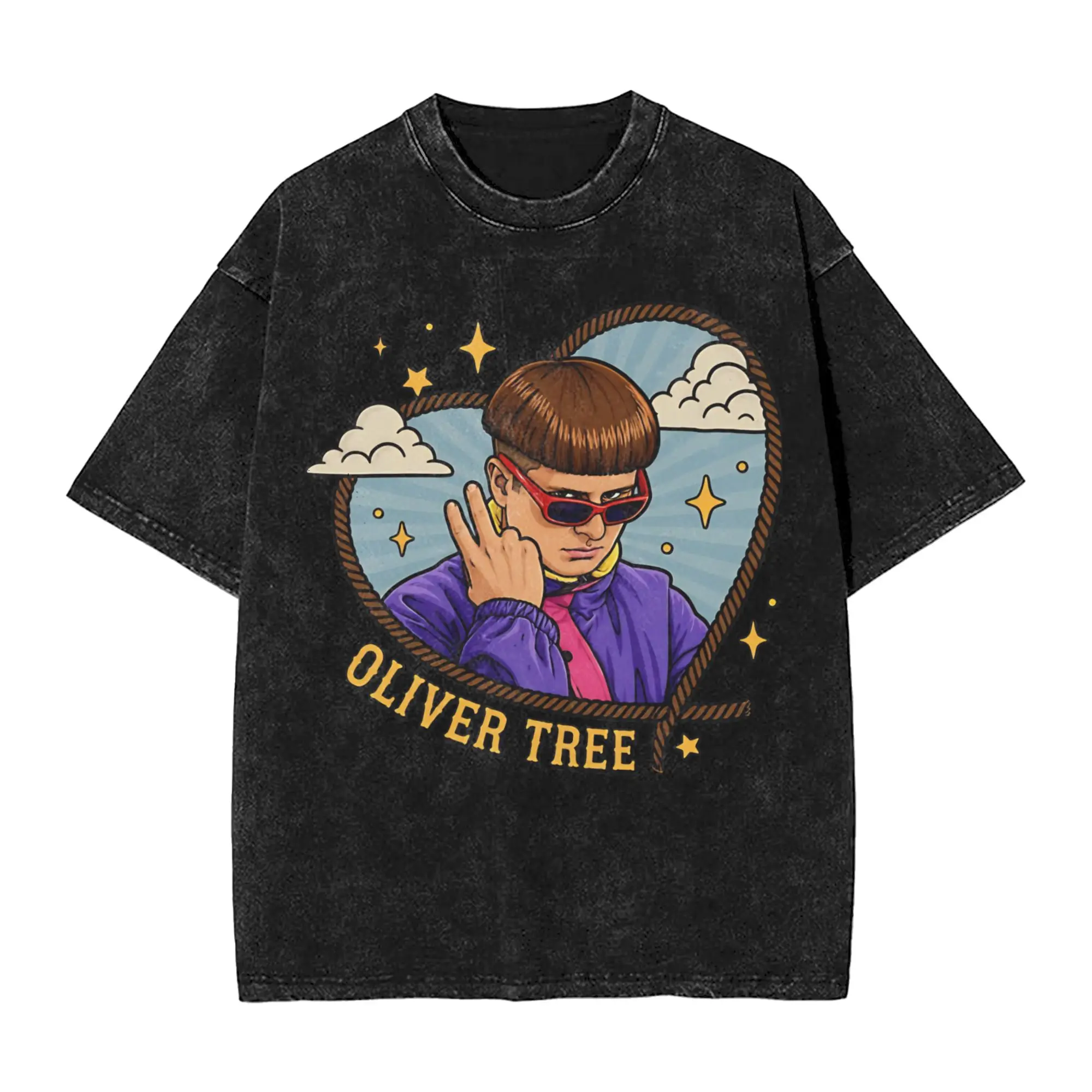 Novelty RIP Olivers Trees Vintage Washed T Shirt Men's Crewneck Short Sleeve Tops  Cotton Summer Top Tee