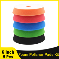 5 Pcs 6 Inch Foam Buffer Polisher Pads Kit Buffing & Polishing Pad Car Sponge Buffering Wheels for Polishing & Waxing Fit Drill